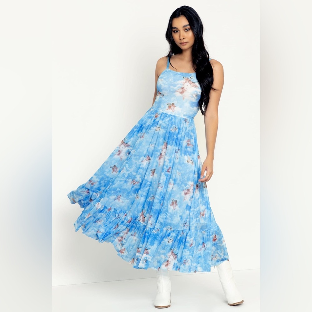 BlackMilk Clothing ANGELIC TIE UP PICNIC MIDAXI DRESS - LIMITED